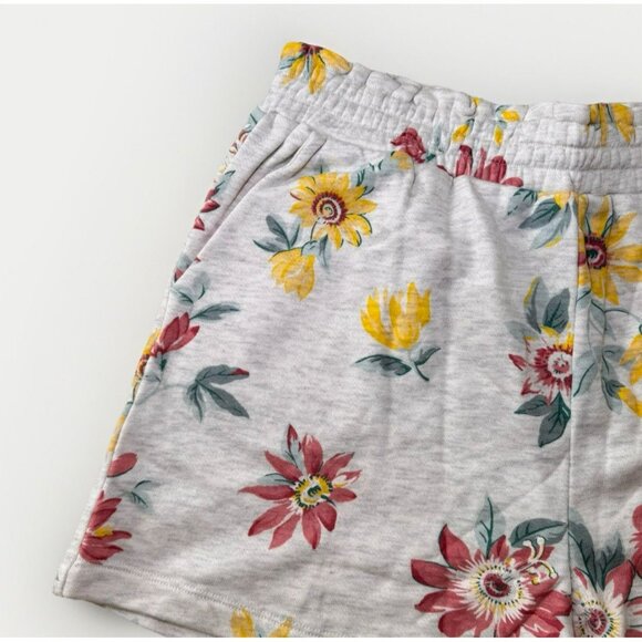 LOFT Floral Shorts Women's Medium Grey Terrycloth Sweatshorts Loungewear - Picture 3 of 6